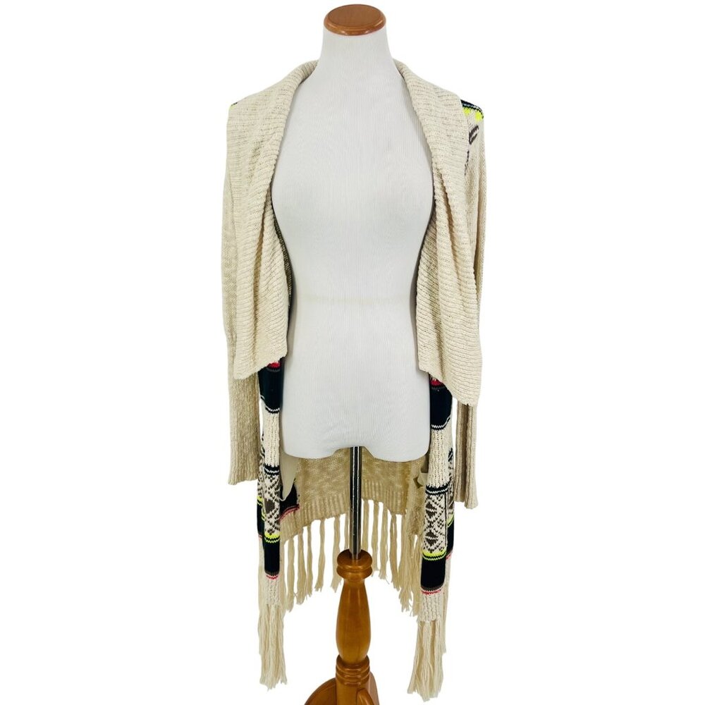 Vintage Princess Vera Wang Fringe Multicolor Knit Cardigan | Boho Cottagecore XS - Picture 5 of 15